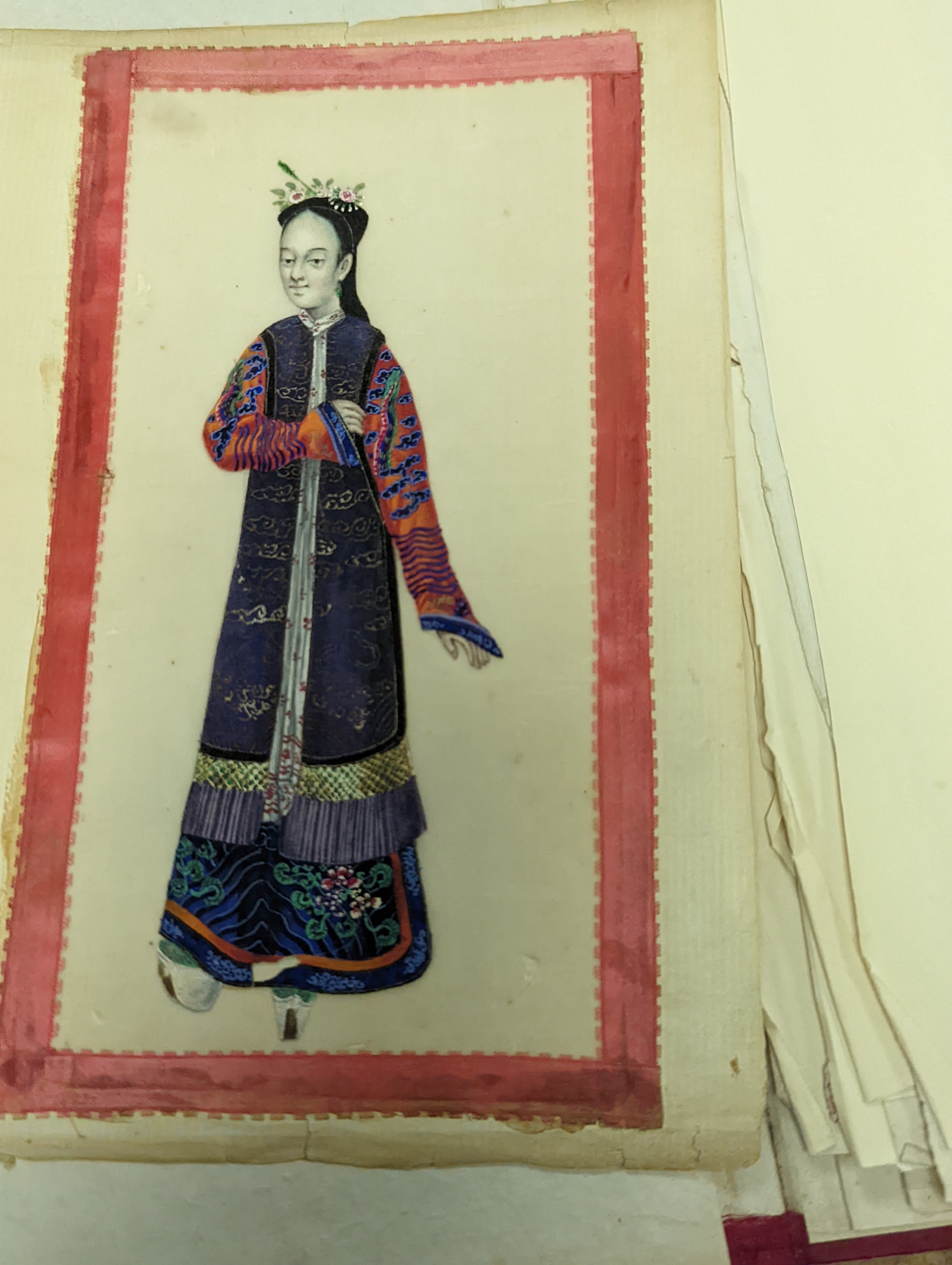 Three albums of assorted 19th century Chinese pith paintings of trades, mandarin figures and boats